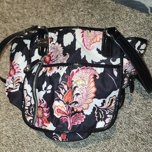 Franco Sarto Black and Pink Floral Shoulder Bag - Picture 14 of 14